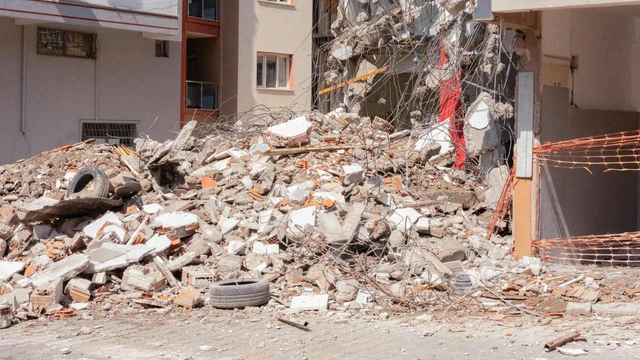 Küçükçekmece'de Kentsel Dönüşüm Yıkımında Bina İş Makinesinin Üzerine Çöktü
